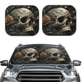 thumbnail image 1 of Daiia Vintage Pattern Flower Skull 2PCS Car Windshield Sun Shade, Foldable Sun Shield for Car Front Window, Auto Sun Blocker Visor Protector Universal for Truck SUV Pickup-Small, 1 of 7