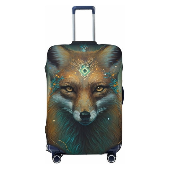 Daiia Vintage Pattern Fox Luggage Cover, Thickened Washable Travel Luggage Covers, Elastic Unique Baggage Covers for 18-20 inch Luggage-Large