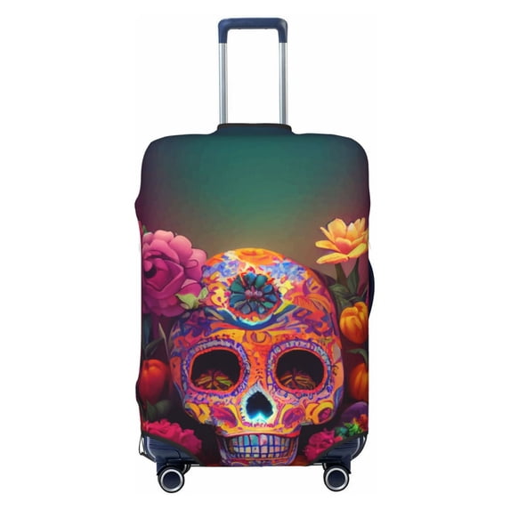 Daiia Vintage Patterned Skull Luggage Cover, Thickened Washable Travel Luggage Covers, Elastic Unique Baggage Covers for 18-20 inch Luggage-Large