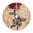 thumbnail image 1 of Daiia Vintage Rose Botanical Art Drawing Merry Christmas Tree Skirt , Xmas Large Lace-up Tree Skirt, Santa Snowflakes Rustic Home Decorations New Year Party Farmhouse Decor-30", 1 of 6