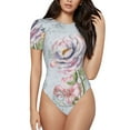 thumbnail image 1 of Daiia Vintage Rose Women'S Crew Neck Short Sleeve Slim Fit T Shirts Tops Basic Bodysuit Leotard Clothing-X-Large, 1 of 9