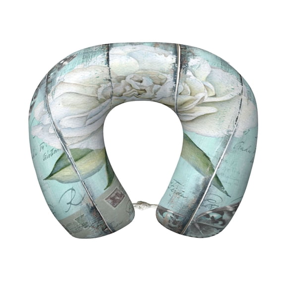 Daiia Vintage Rose1 Pattern Travel Pillow 100% Pure Memory Foam Travel Neck Pillow, Airplane Pillow U-Shaped Neck Pillow Ergonomic Travel Pillow