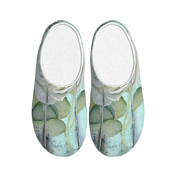 Daiia Vintage Rose1 Print Women’s Fuzzy Slippers Memory Foam Lightweight House Shoes Cozy Loafer Flannel House Shoes-44/45