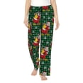 thumbnail image 1 of Daiia Vintage Santa Skiing Green Plaid Women's Sleep Pant with Pockets and Drawstring,Pajama Pants-XX-Large, 1 of 9