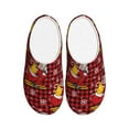 thumbnail image 1 of Daiia Vintage Santa Skiing Red Plaid Print Women’s Fuzzy Slippers Memory Foam Lightweight House Shoes Cozy Loafer Flannel House Shoes-42/43, 1 of 7