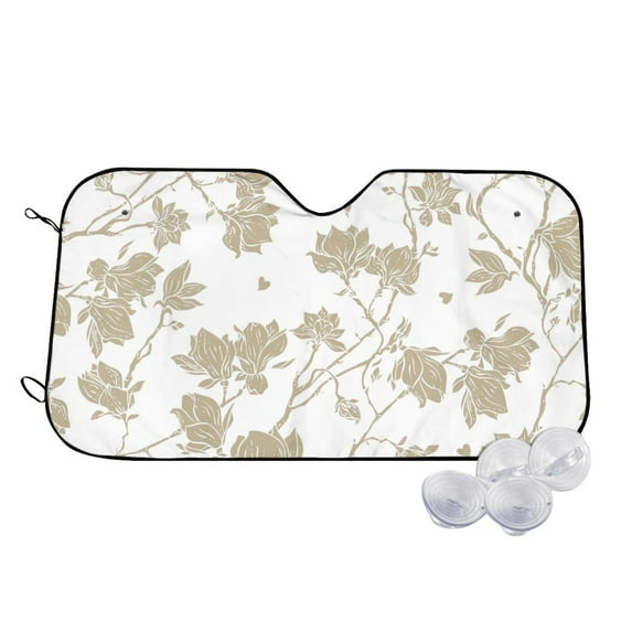 Daiia Vintage Stylized White Color Windshield Sun Shade for Car SUV Truck (Small ), Car Sun Shade Windshield, Car Shades for Front Windows, Sunshade for Car Windshield