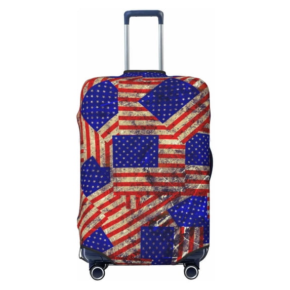 Daiia Vintage USA Flag Luggage Cover, Thickened Washable Travel Luggage Covers, Elastic Unique Baggage Covers for 18-20 inch Luggage-Large