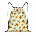 thumbnail image 1 of Daiia Vintage White Polka Dot Sunflower Pattern Drawstring Backpack, Gym Bag, Lightweight Backpack, Water-Resistant Bag Travel Sports Backpack, Fitness Bag, Yoga Bag-Medium, 1 of 6