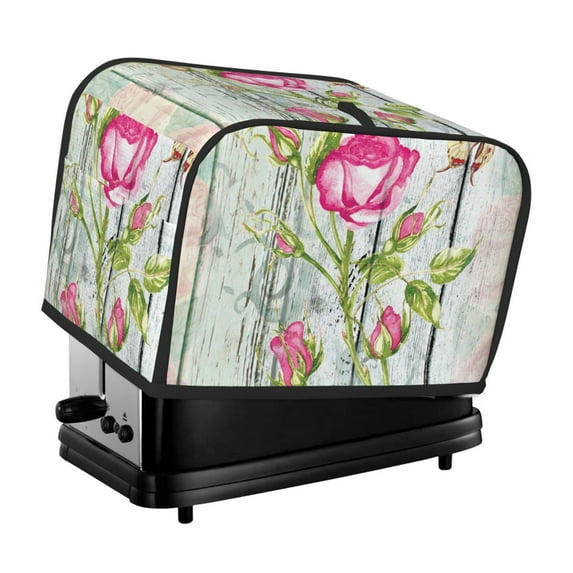 Daiia Vintage Wood Background with Floral Pattern 2 slice Toaster Cover, Toaster Appliance Dust-proof Cover For Kitchen Small Appliance Dust Cover and Fingerprint Protection