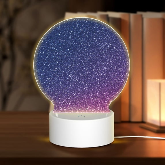 Daiia Violet Glitter Pattern Acrylic Night Light, LED Touch Light, Bedroom Night Light, Soft Glowing Lamp Perfect Gift for Mother's Day, Birthday, or Christmas