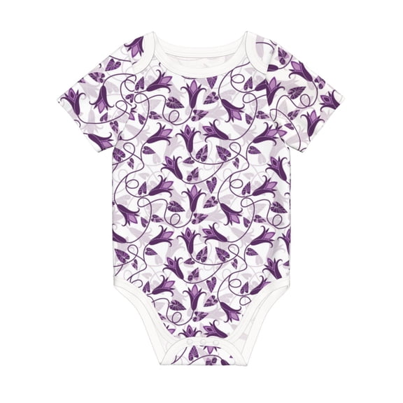 Daiia Violets Flowers Printed Unisex-Baby Short Sleeve Onesies Bodysuits Baby Climbing Clothes Soft and Comfortable Romper with Expandable Shoulder Design-3 Months