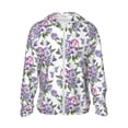thumbnail image 1 of Daiia Violets Flowers UPF 50+ Sun Protection Hoodie Jacket Lightweight Long Sleeve Sun Shirt for Women Men with Pocket Hiking Outdoor-Small, 1 of 9