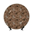 thumbnail image 1 of Daiia Warm Coffee Pattern Printed Pattern Ceramic Plate Dinner Plates Bone China Decorative Plates with Display Stand Art Ceramic Ornaments for Wall Hanging Decoration-6in, 1 of 6