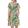 thumbnail image 1 of Daiia Watercolor Blooming Cactus Print Women's Dresses 2025 Trendy Short sleeve Dresses Casual Baggy Flowy Maxi Sun Dresses, 1 of 6