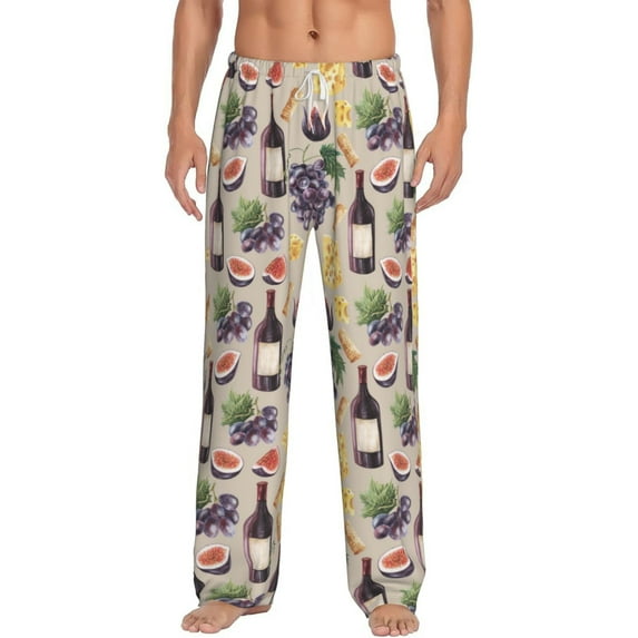 Daiia Watercolor Bottles And Glasses Men's Sleep Pant with Pockets and Drawstring,Pajama Pants-Small