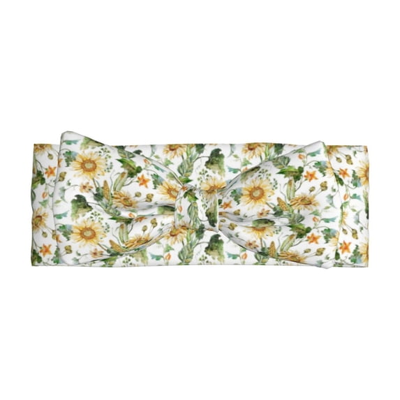 Daiia Watercolor Bright Sunflowers Printed Handmade Baby Headbands Soft Stretchy Hair Bands with Bows for Newborn Infant Baby Toddler Girls