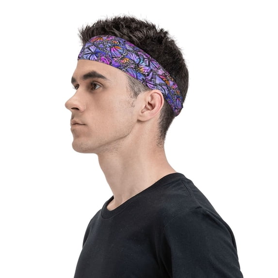 Daiia Watercolor Butterflies printed Men's Performance Headband,Sports Headbands,Moisture Wicking Workout Headband