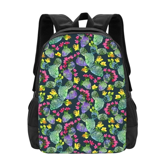 Daiia Watercolor Cactuses Backpack for Men and Women -Durable Backpack Large Capacity, Water-Resistant Bag with Adjustable Straps and Laptop Compartment