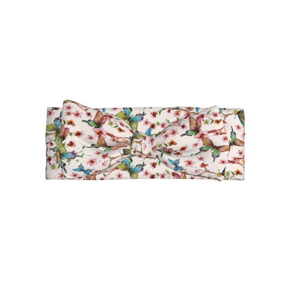 Daiia Watercolor Floral With Butterflies Printed Handmade Baby Headbands Soft Stretchy Hair Bands with Bows for Newborn Infant Baby Toddler Girls
