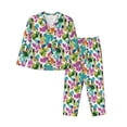 thumbnail image 1 of Daiia Watercolor Flowers for Women's Long-Sleeved Pajama Set – Soft & Comfortable Sleepwear Button-Up Pajamas Cozy Lounge Wear-XX-Large, 1 of 7