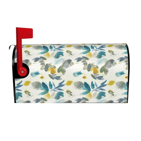 Daiia Watercolor Leaves Mailbox Cover , Magnetic Welcome Mailbox Wraps Post Letter Box Cover for Garden Yard Home Decor-21x18 in