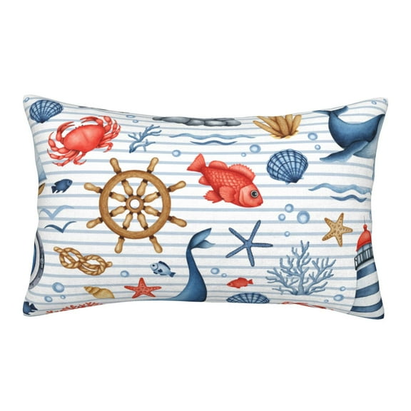 Daiia Watercolor Nautical Bedding Waterproof Pillow Protector Zippered Queen – Bed Bug Proof Pillow Encasement-14"x20"