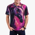 thumbnail image 1 of Daiia Watercolor Painting White Horse Pattern Men’s Polo Shirts,Solid Deck Shirt,Classic Fit, Breathable Cotton Polo for Casual and Sport Wear-Medium, 1 of 7