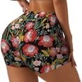 thumbnail image 1 of Daiia Watercolor Red Wildflowers Pattern Women's Workout Shorts Biker Shorts - High Waisted Workout Spandex Tummy Control Gym Running Yoga Shorts-Large, 1 of 8
