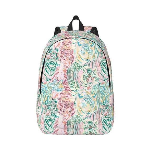 Daiia Watercolor Tiger Vintage Canvas Backpack for Men and Women ,Hiking Backpack,Travel Laptop Bag for School,Large Capacity Backpack