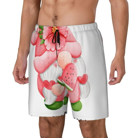Daiia Watercolor Tropical Gnomes Mens Swim Trunks Swim Shorts Quick Dry Swim Shorts with Mesh Lining Pockets-X-Large