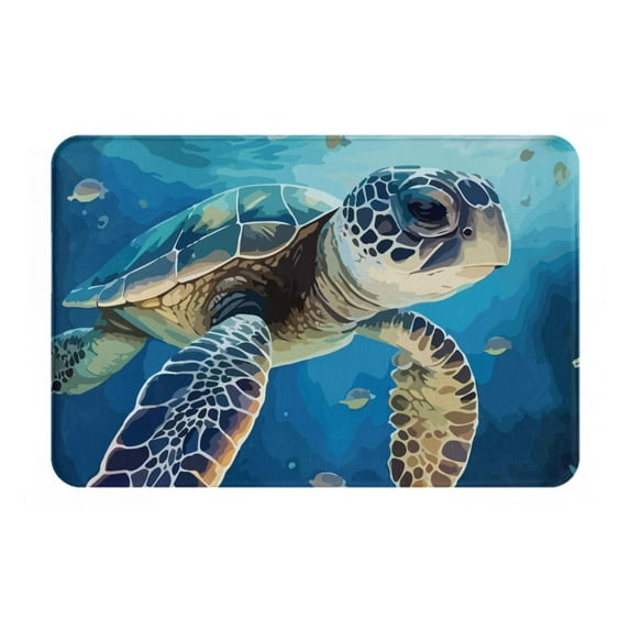 Daiia Watercolor Turtle Front Door Mat, Heavy Duty Durable Welcome Mat for Outdoor Indoor, Dirt Trapper Waterproof Super Absorbent Door Mat, 16" x 24"