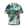thumbnail image 1 of Daiia Watercolor Turtle1 Men's Linen Shirts Short Sleeve Casual Shirts Button Down Shirt for Men Beach Summer Wedding Shirt-Small, 1 of 7