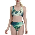 thumbnail image 1 of Daiia Watercolor Turtle5 printed 2 piece Swimsuit Bikinis for Women High Waisted Racerback Bathing Suits Summer Tummy Control Scoop Neck Swimwear-Medium, 1 of 8