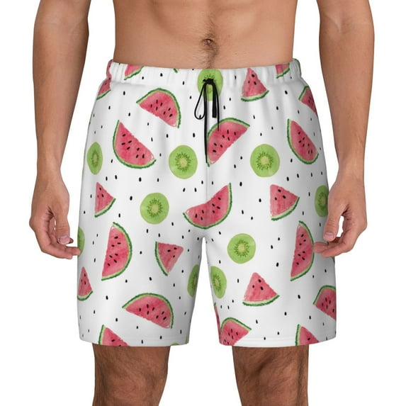 Daiia Watermelon And Kiwi Mens Swim Trunks Swim Shorts Quick Dry Swim Shorts with Mesh Lining Pockets-3X-Large