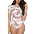 thumbnail image 1 of Daiia Watermelon print Women's Crew Neck Short Sleeve Bodysuit Fashion Tops Fit Casual Basic Extender Bodysuit-XX-Large, 1 of 9