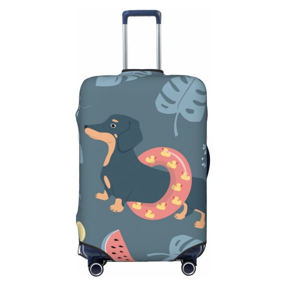 Daiia Watermelons Dachshunds Luggage Cover, Thickened Washable Travel Luggage Covers, Elastic Unique Baggage Covers for 18-20 inch Luggage-Large