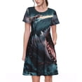 thumbnail image 1 of Daiia Wave Chain Shark Print Women's Dresses 2025 Trendy Short sleeve Dresses Casual Baggy Flowy Maxi Sun Dresses, 1 of 6