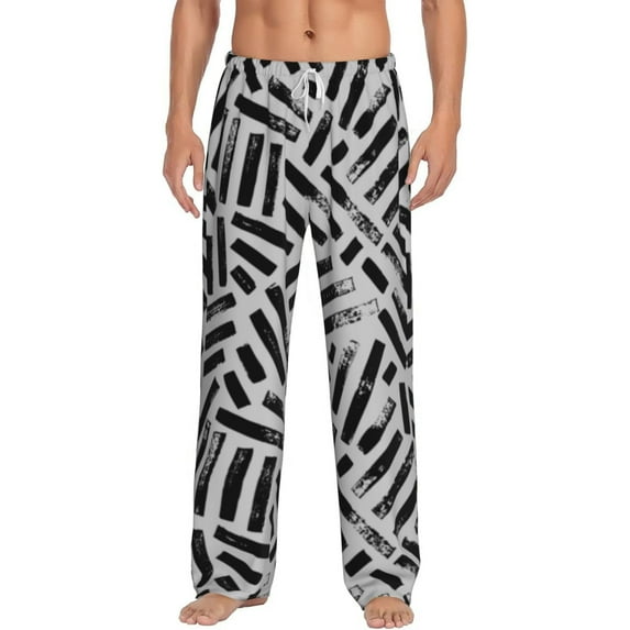 Daiia Weave Geometric Men's Sleep Pant with Pockets and Drawstring,Pajama Pants-Medium