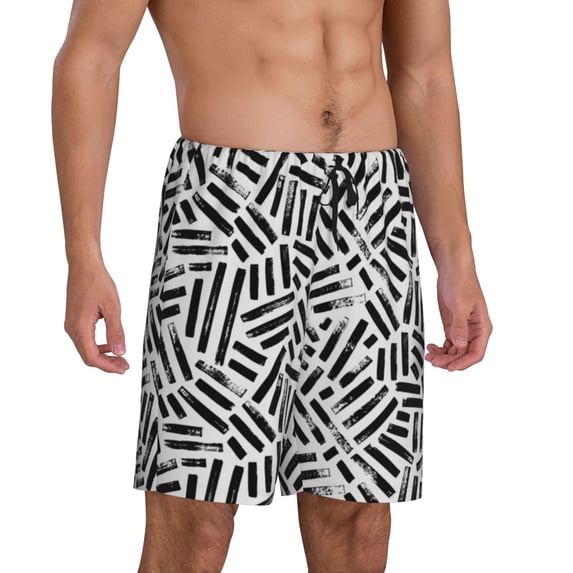 Daiia Weave Geometric Mens Woven Stretch Pajama Short,Short Pajama Pants-Large