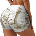 thumbnail image 1 of Daiia Western Desert Cowboys Pattern Women's Workout Shorts Biker Shorts - High Waisted Workout Spandex Tummy Control Gym Running Yoga Shorts-Large, 1 of 8