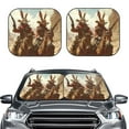thumbnail image 1 of Daiia Western Rabbit Cowboy 2PCS Car Windshield Sun Shade, Foldable Sun Shield for Car Front Window, Auto Sun Blocker Visor Protector Universal for Truck SUV Pickup-Medium, 1 of 7