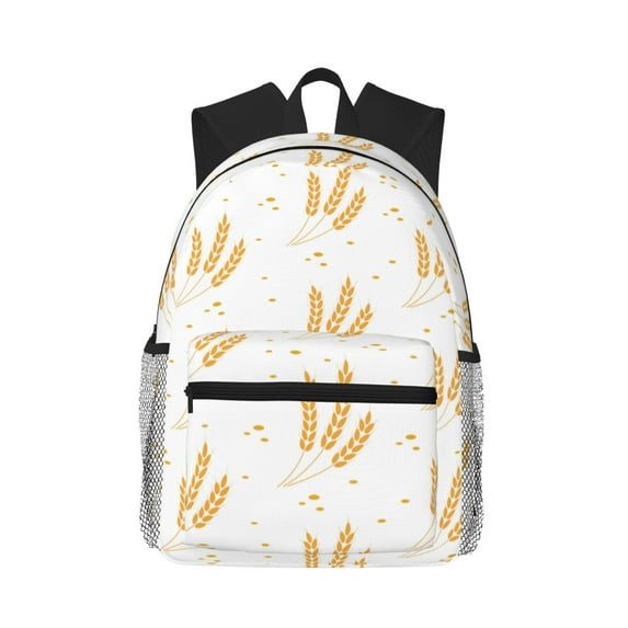 Daiia Wheat School Backpack for Men Women, Unisex Large Waterproof Bookbag Schoolbag Casual Daypack for High School/College/Teens/Travel/Work Black