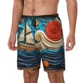 thumbnail image 1 of Daiia Whimsical Sailboat Ocean Art Mens Swim Trunks Swim Shorts Quick Dry Swim Shorts with Mesh Lining Pockets-Medium, 1 of 9