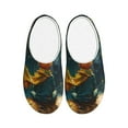 thumbnail image 1 of Daiia Whimsical Starry Night Scene Print Women’s Fuzzy Slippers Memory Foam Lightweight House Shoes Cozy Loafer Flannel House Shoes-39/40, 1 of 7