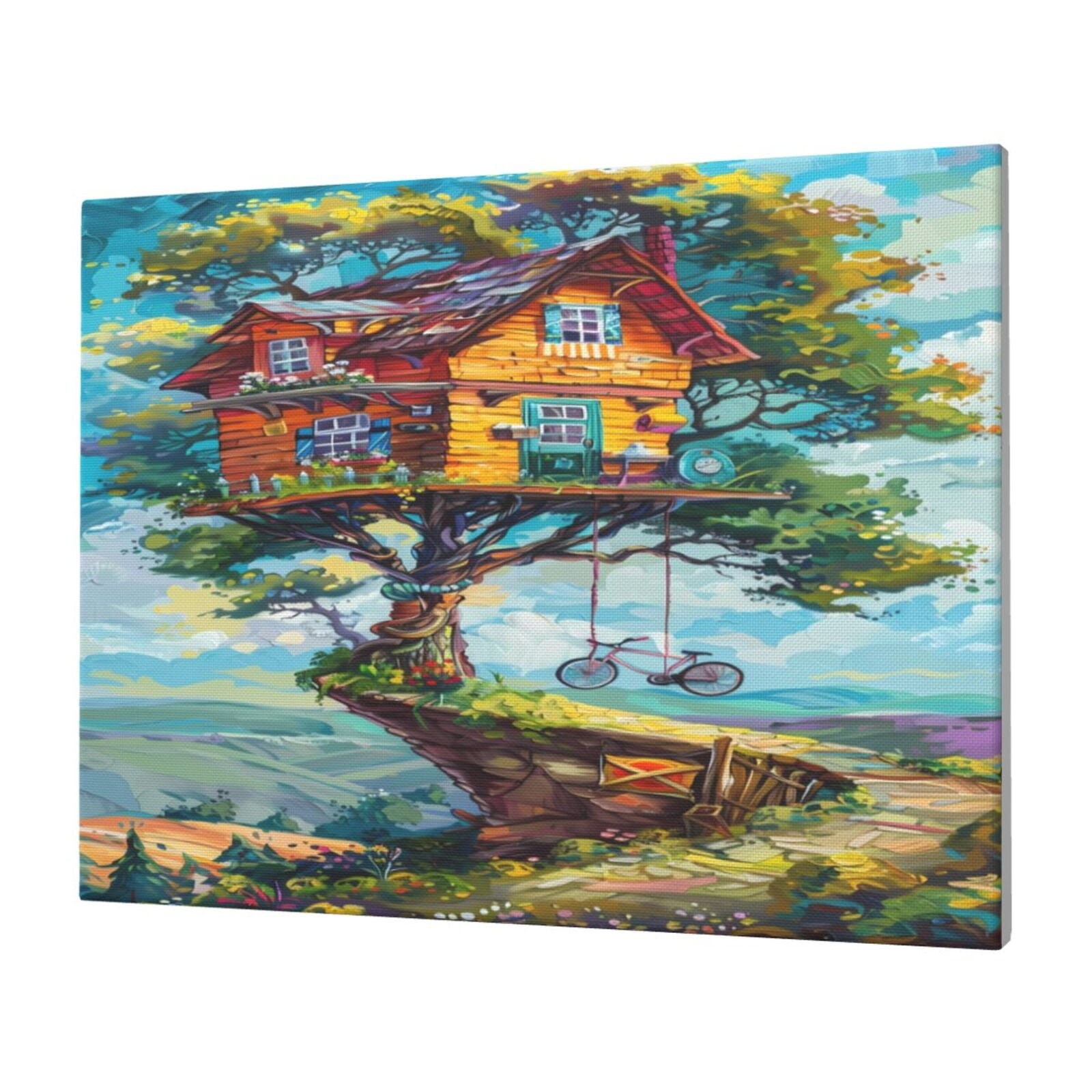 Treehouse Print Daiia Whimsical Treehouse Painting Print Canvas Decorative Picture ...