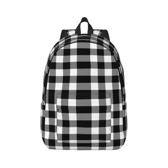 Daiia White And Black Plaid Vintage Canvas Backpack for Men and Women ,Hiking Backpack,Travel Laptop Bag for School,Large Capacity Backpack