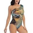 thumbnail image 1 of Daiia White And Red Storm Dragon Women's One Piece Swimsuits Personalized One Shoulder Swimwear Asymmetric Ruffle Bathing Suits-XX-Large, 1 of 8