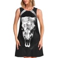 thumbnail image 1 of Daiia White Black Sheep skull Print Women's Dresses 2025 Trendy Short sleeve Dresses Casual Baggy Flowy Maxi Sun Dresses, 1 of 7