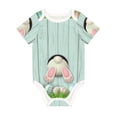 thumbnail image 1 of Daiia White Bunny Bottom And Easter Eggs Printed Unisex-Baby Short Sleeve Onesies Bodysuits Baby Climbing Clothes Soft and Comfortable Romper with Expandable Shoulder Design-3 Months, 1 of 8