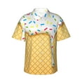 thumbnail image 1 of Daiia White Ice Cream Hawaiian Shirt for Men Gentle Cotton Regular Short Sleeve Casual-Large, 1 of 9